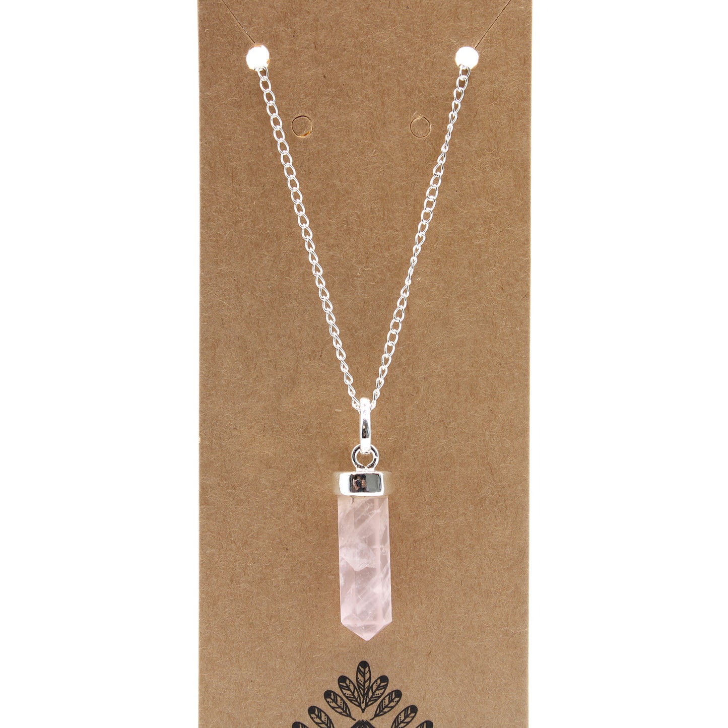 Colgante de Punto Clásico de Piedras Preciosas - Cuarzo Rosa